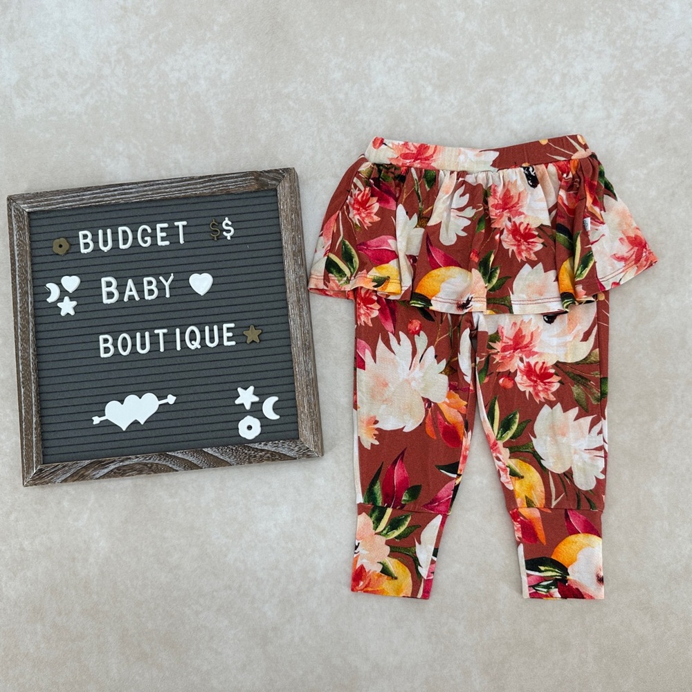 Floral Ruffle Baby/Toddler Leggings - Rust Floral